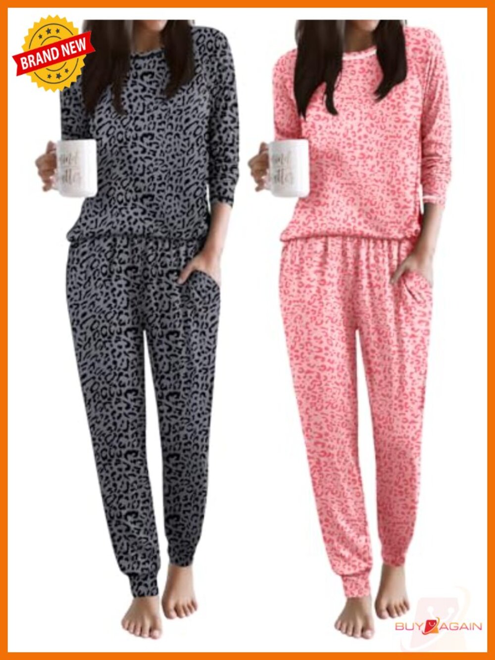 2 Pack Womens Pajama Sets Soft Jogger PJs Long Sleeve Lounge Set Sleepwear